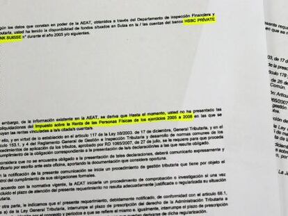 La carta que Hacienda remiti&oacute; a los contribuyentes que aparec&iacute;an en la lista Falciani.