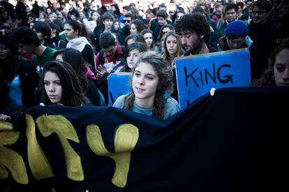 Estudiantes recorren las calles de la capital italiana.