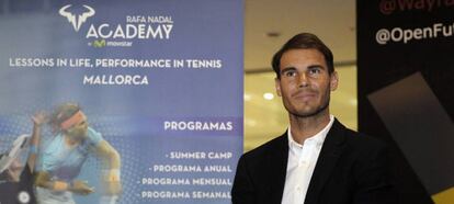 Nadal, durante el acto de este martes en el edificio de Telefónica de Madrid.