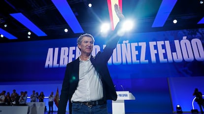 Alberto Núñez Feijóo, el sábado, durante la segunda jornada del congreso del PP, en Madrid.