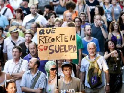 Manifestación contra los recortes, en Barcelona.