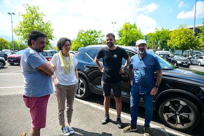 Jesús Rodríguez, Marta Rovira, Ruben Wagensberg y Oleguer Serra, este jueves en Suiza, en una imagen distribuida por ERC.