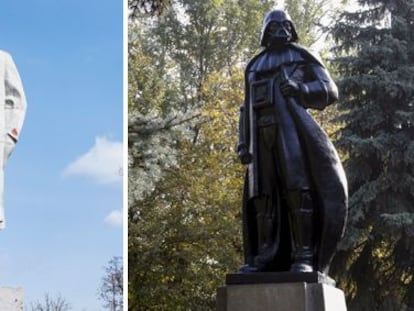 Esta era la estatua de Lenin que ha sido convertida en Darth Vader.