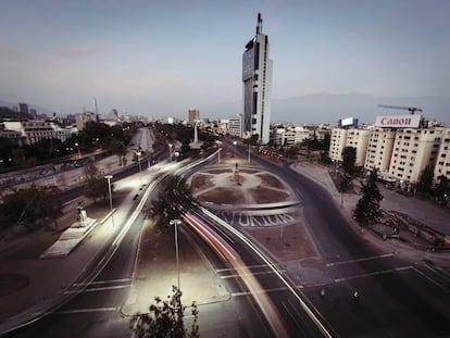 A Plaza Baquedano, também conhecida como Plaza de la Dignidad, em Santiago, antigo epicentro das manifestações chilenas.