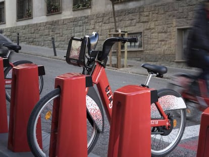 Una estació de Bicing al barri d'Horta, a Barcelona.