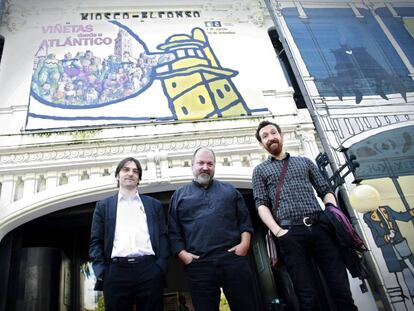 Los dibujantes Kiko da Silva, Dave McKean y Ralph Meyer, en A Coru&ntilde;a.