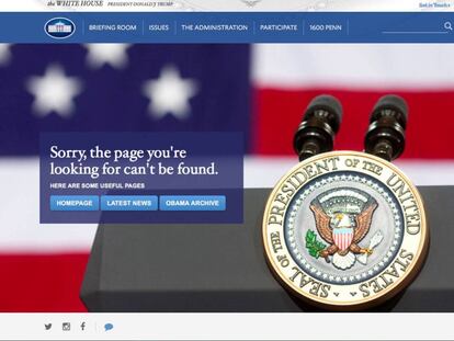 El mensaje que muestra la web en castellano de la Casa Blanca. 
