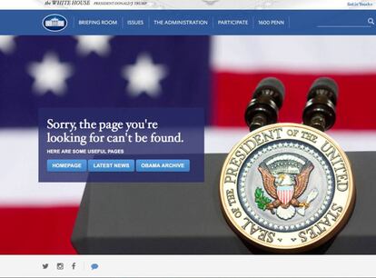 El mensaje que muestra la web en castellano de la Casa Blanca. 