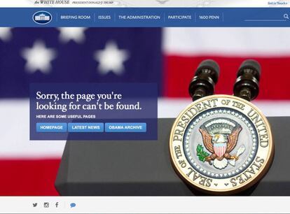 El mensaje que muestra la web en castellano de la Casa Blanca.