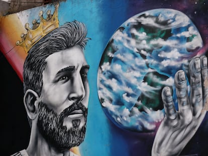 Un grafiti de Messi en Rosario, Argentina. REUTERS/Agustin Marcarian