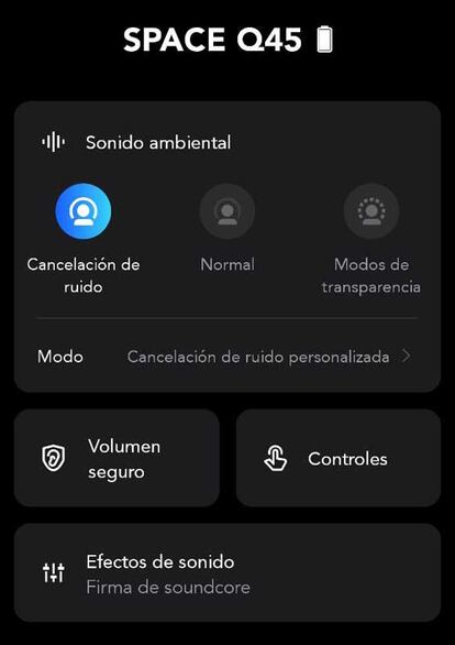 App de los auriculares Soundcore Space Q45