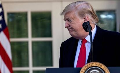 El presidente Donald Trump, en el Jardín de la Rosas de la Casa Blanca.