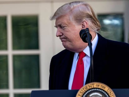 El presidente Donald Trump, en el Jardín de la Rosas de la Casa Blanca.