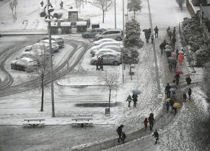 Nieve en la localidad navarra de Huarte, el 1 de diciembre de 2017.