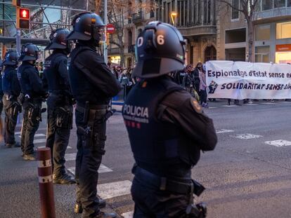 Manifestación contra el policía infiltrado en movimientos sociales de Barcelona.