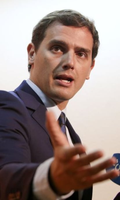 Albert Rivera, ahir a Madrid.