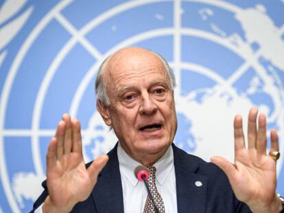 El mediador de la ONU para Siria, Staffan de Mistura, en una conferencia de prensa en Ginebra. 