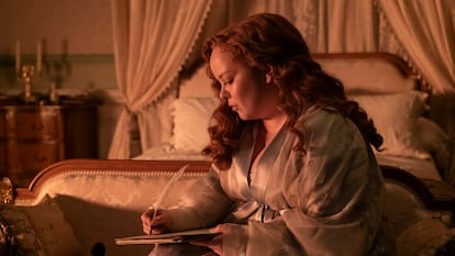 Nicola Coughlan as Penelope Featherington in ‘Bridgerton,’ the series in which gossip flirts with politics.