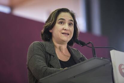 Ada Colau durant l'assemblea de Catalunya en Comú.