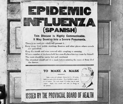 Un cartel de consejos para prevenir la “gripe española” en Alberta, en 1918 (Canadá).