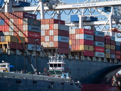 El buque MSC Vigo en el puerto de Garden City (Estados Unidos), la semana pasada.