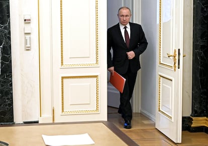 Putin, el viernes, a su llegada a una reunión de seguridad en Moscú.