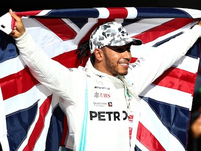 Lewis Hamilton celebra su sexto mundial en Austin.