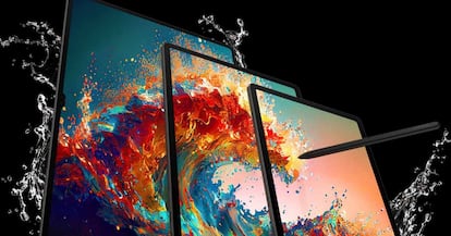 Tablet de Samsung salpicado con agua
