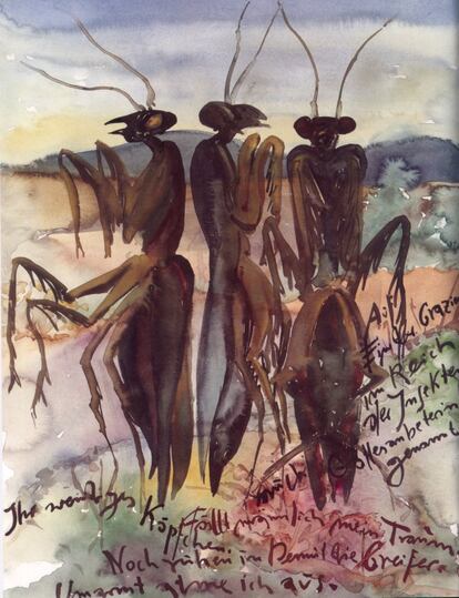 Pintura a la acuarela obra del escritor alemán Günter Grass.