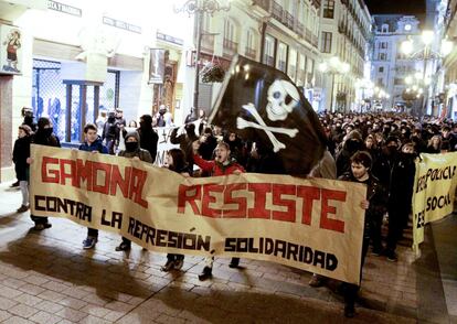 Manifestación celebrada esta tarde por las calles de Zaragoza.