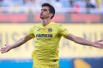 Gerard celebra un gol del Villarreal.