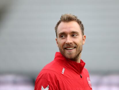 Christian Eriksen durante un entrenamiento de la pasada Eurocopa.