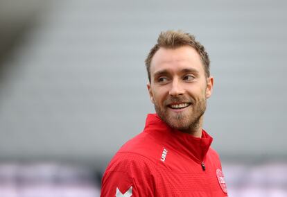 Christian Eriksen durante un entrenamiento de la pasada Eurocopa.