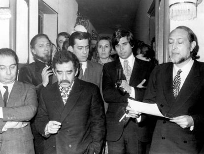 Juan García Hortelano, Carlos Barral, Gabriel García Márquez, Mario Vargas Llosa, Isabel Mirete, Salvador Clotas y José María Castellet.