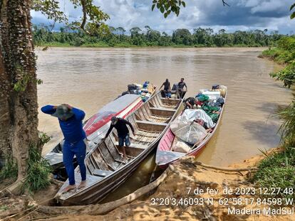 Poached miners are detained during an operation by the environmental agencies, Ibama, and the indigenous defense agency Funai.