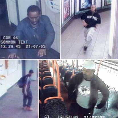 Los cuatro presuntos autores de las bombas del pasado jueves aparecen en las fotos tomadas por el circuito cerrado de televisión del metro londinense y facilitadas ayer por la policía británica.