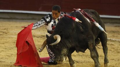 El torero colombiano Paco Perlaza lidia al toro 'Manchado', el pasado 31 de diciembre durante la Feria de Cali (Colombia).