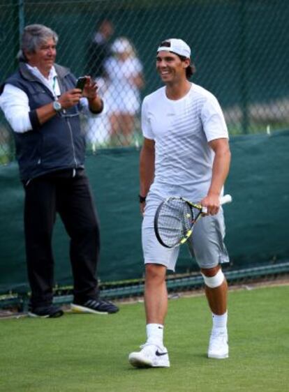 Nadal, en un entrenamiento de la última edición de Wimbledon.