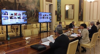 La ministra de Educación, Isabel Celaá, durante la conferencia sectorial este jueves.