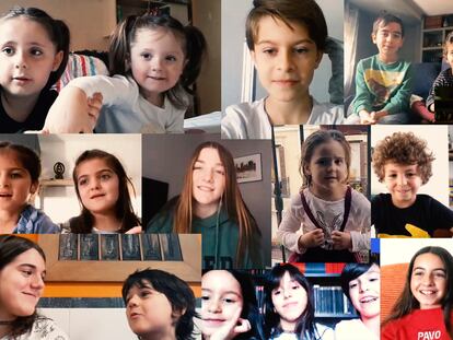 Foto: Los niños de diferentes puntos de España que han participado en el vídeo. Vídeo: Belén Fernández y Carlos Martínez