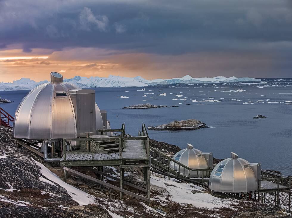 Hotel Arctic en el fiordo helado de Ilulissat (Groenlandia).