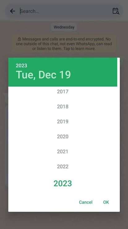 Buscar calendario WhatsApp