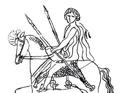 Reconstruction of the depiction of the Cástulo horseman.