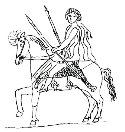 Reconstruction of the depiction of the Cástulo horseman.