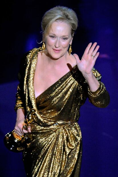 Meryl Streep le ha dedicado el premio a su peluquero. Cosas de tener en casa ya dos statuillas.