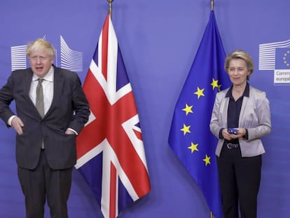 El primer ministro británico, Boris Johnson, y la presidenta de la Comisión Europea, Ursula Von der Leyen, en Bruselas.