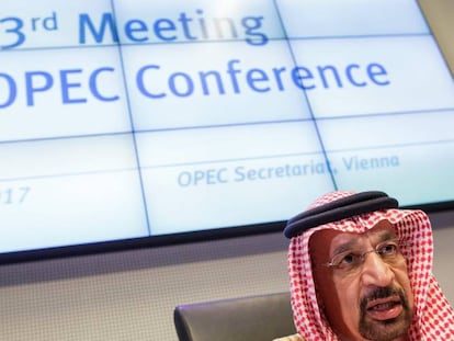 El ministro saudí de Energía, Jalid al Falih, antes de la 173 conferencia de la OPEP, celebrada en Viena el pasado noviembre.