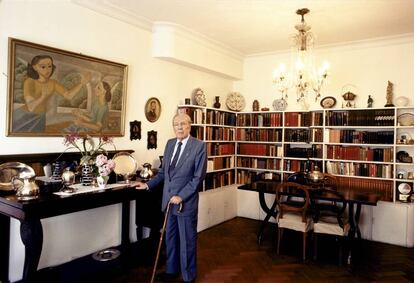 Jorge Luis Borges, en su casa de Buenos Aires, en 1983. 