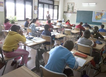 Una clase  de educación primaria en un colegio de Vitoria.