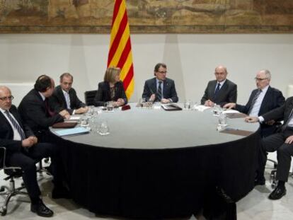 Reuni&oacute;n de Artur Mas con representantes de los organismos de control institucional en Catalu&ntilde;a. 